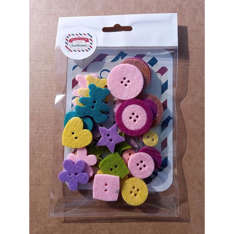 Fustellati bottoni in feltro italiano 3mm 24 pezzi
