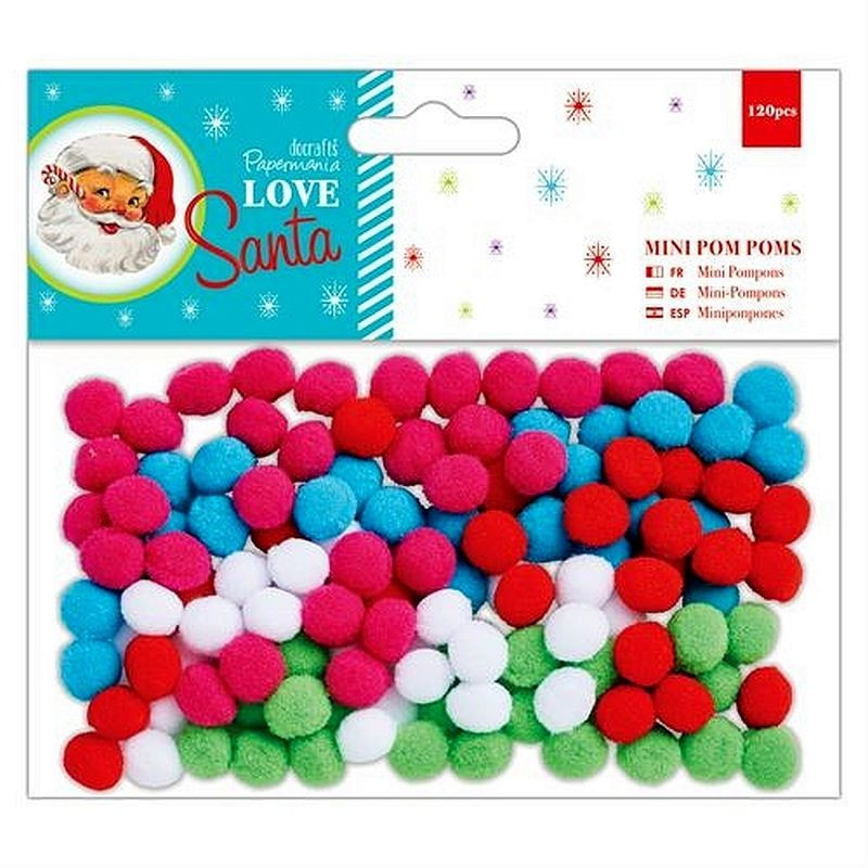 Mini Pom Poms 120 pezzi Love Santa
