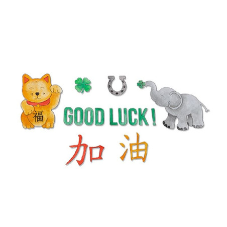 Fustella Sizzix Framelits Good Luck con timbri
