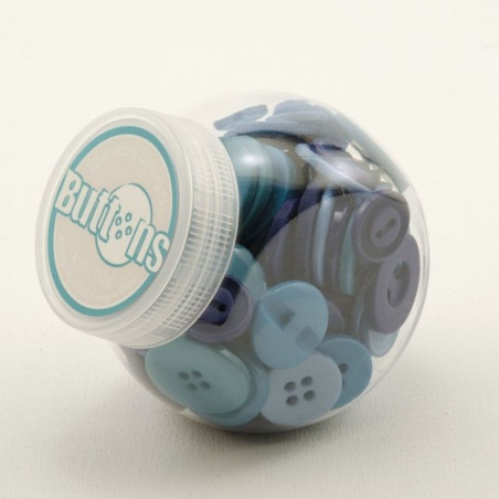Barattolo bottoni colore blu