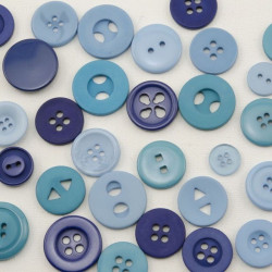 Barattolo bottoni colore blu