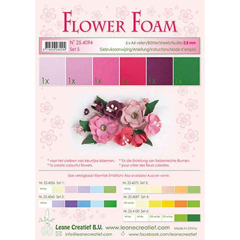 Fommy Leane Creatief 0,8 mm in fogli A4 6 pezzi colori sfumati Rosso Rosa
