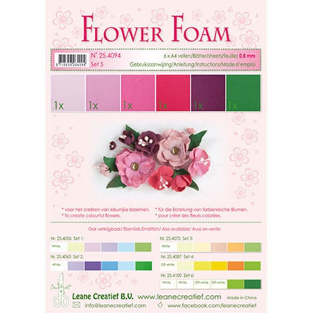 Fommy Leane Creatief 0,8 mm in fogli A4 6 pezzi colori sfumati Rosso Rosa