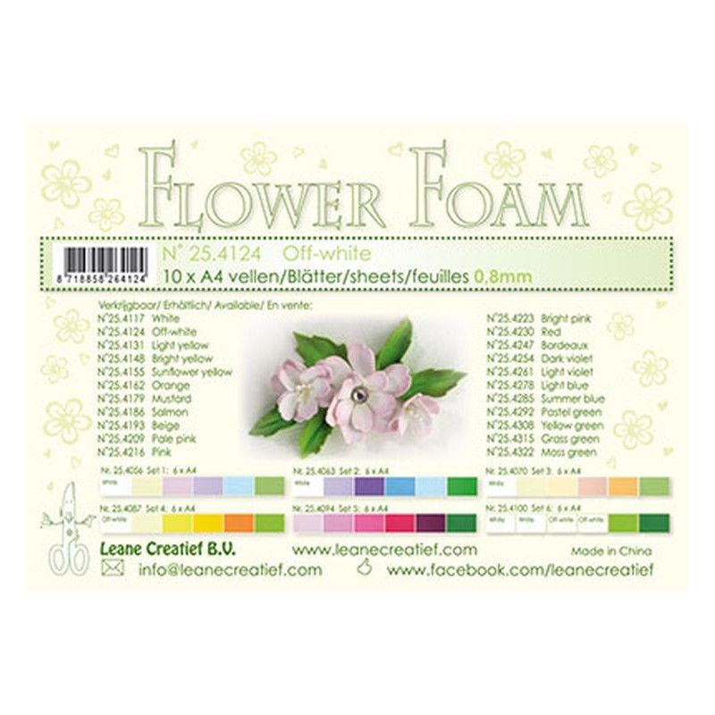 Fommy Leane Creatief per fiori 0,8 mm in fogli A4 10 pezzi colore Bianco sporco