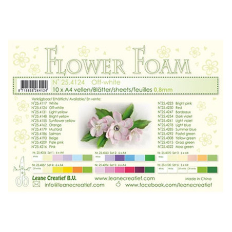 Fommy Leane Creatief per fiori 0,8 mm in fogli A4 10 pezzi colore Bianco sporco