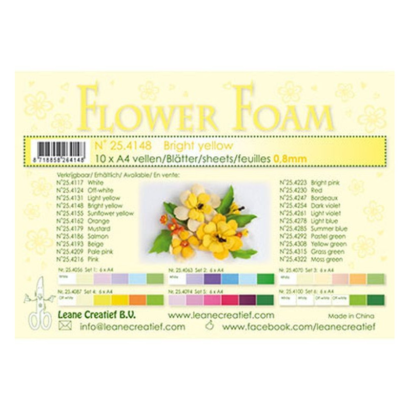 Fommy Leane Creatief per fiori 0,8 mm in fogli A4 10 pezzi colore Giallo brillante