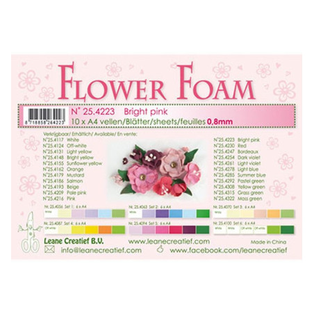Fommy Leane Creatief per fiori 0,8 mm in fogli A4 10 pezzi colore Rosa brillante