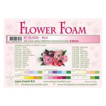 Fommy Leane Creatief per fiori 0,8 mm in fogli A4 10 pezzi colore Rosso