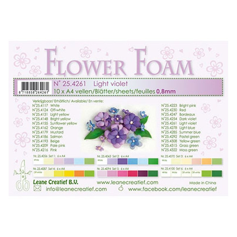 Fommy Leane Creatief per fiori 0,8 mm in fogli A4 10 pezzi colore Viola chiaro
