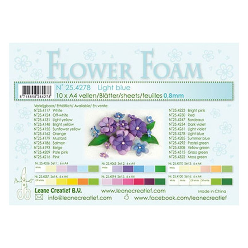 Fommy Leane Creatief per fiori 0,8 mm in fogli A4 10 pezzi colore Blu chiaro