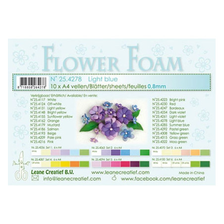 Fommy Leane Creatief per fiori 0,8 mm in fogli A4 10 pezzi colore Blu chiaro