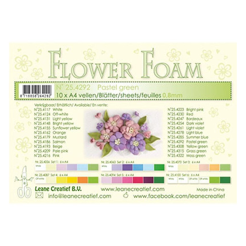 Fommy Leane Creatief per fiori 0,8 mm in fogli A4 10 pezzi colore Verde pastello