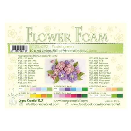 Fommy Leane Creatief per fiori 0,8 mm in fogli A4 10 pezzi colore Verde pastello