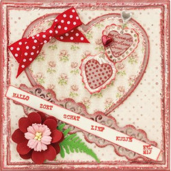 Fustella metallica Marianne Design Collectables Candy hearts NL text + Stamp