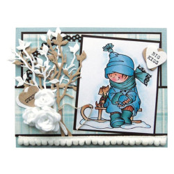Fustella metallica Marianne Design Collectables Candy hearts GB text + Stamp