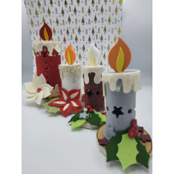 Fustella L Candela 3D con agrifoglio e fiore