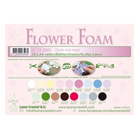 Fommy Leane Creatief per fiori 0,8 mm in fogli A4 10 pezzi colore Dark Old Rose