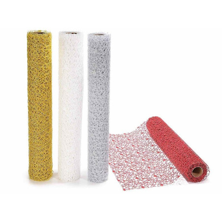 Rotolo di rete decorativa con glitter colore a scelta 1 metro