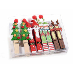 Set 8 mollette natalizie in legno colorato
