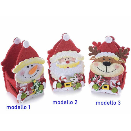 Contenitore in panno Pupazzo Babbo Natale Renna modello a scelta