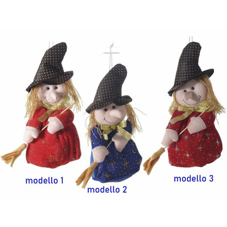 Befana decorativa portadolci in stoffa da appendere modello a scelta