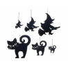Set 6 pezzi decorazioni Halloween in panno nero varie misure