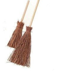 Scopa di saggina natalizia in legno 2 pezzi marrone