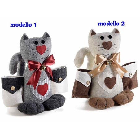 Gatto in feltro con tasche portatelecomando modello a scelta