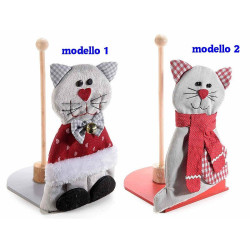 Gatto in feltro portarotolo in legno modello a scelta