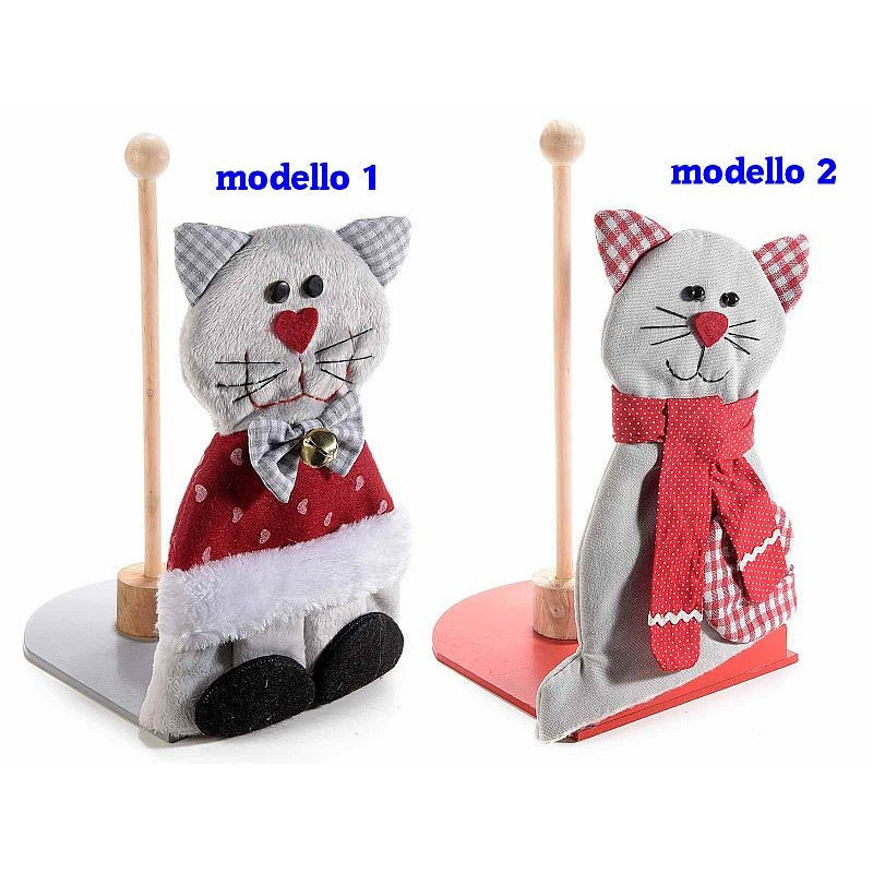 Gatto in feltro portarotolo in legno modello a scelta