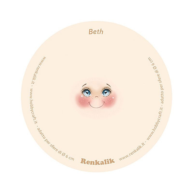 Viso stampato su tessuto Beth 13 cm per sfere da 6 cm