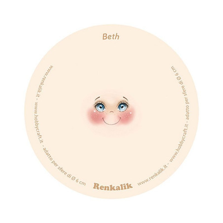 Viso stampato su tessuto Beth 13 cm per sfere da 6 cm