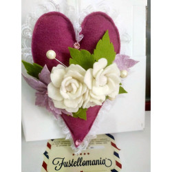 Fustella XL Cuore lungo con fiore e foglia