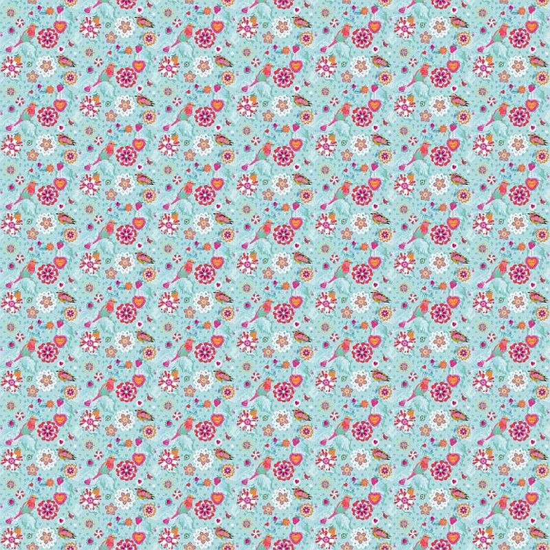Tessuto 100% cotone 45x50 cm light blue floral