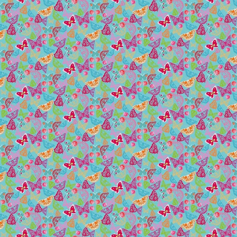 Tessuto 100% cotone 45x50 cm light blue butterfly