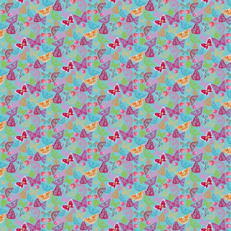 Tessuto 100% cotone 45x50 cm light blue butterfly