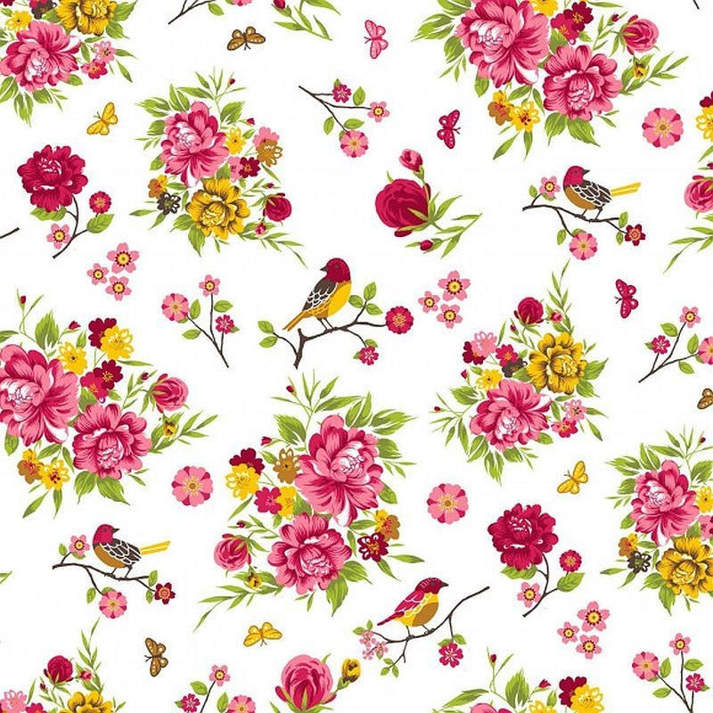 Tessuto 100% cotone 45x50 cm romantic white floral