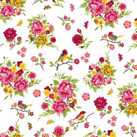 Tessuto 100% cotone 45x50 cm romantic white floral