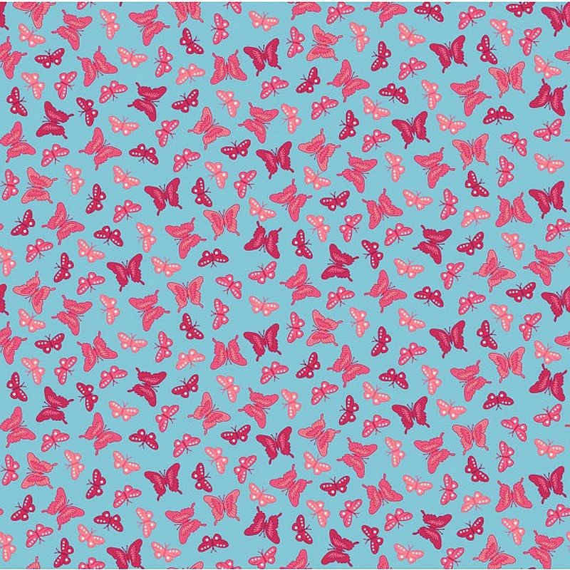 Tessuto 100% cotone 45x50 cm romantic blue butterfly