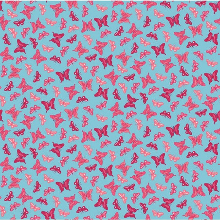 Tessuto 100% cotone 45x50 cm romantic blue butterfly