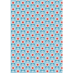Tessuto 100% cotone 45x50 cm retro light blue floral