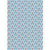 Tessuto 100% cotone 45x50 cm retro light blue floral