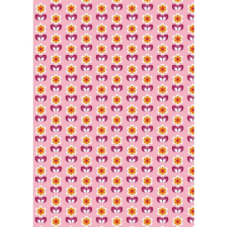 Tessuto 100% cotone 45x50 cm retro pink floral