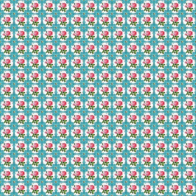 Tessuto 100% cotone 45x50 cm blue floral