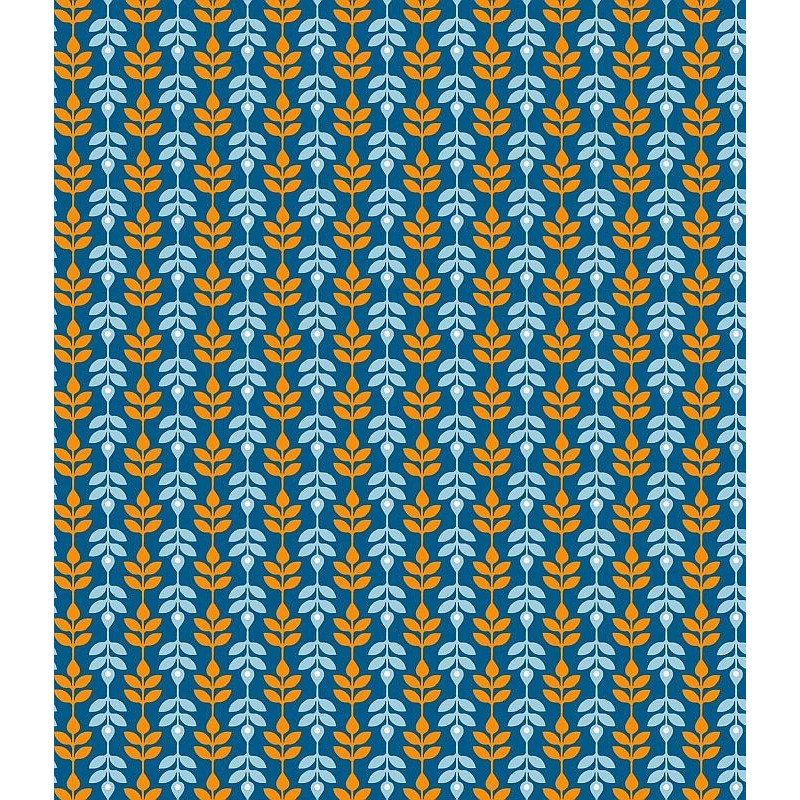 Tessuto 100% cotone 45x50 cm retro blue orange leaf motif