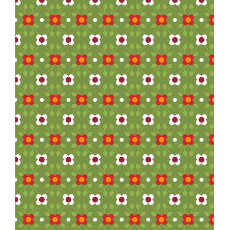 Tessuto 100% cotone 45x50 cm retro green floral