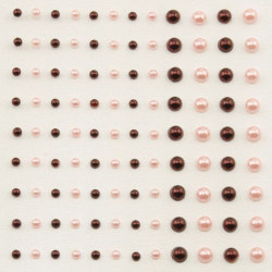 Mezze perline adesive 3-5 mm 108 pezzi rosso e rosa