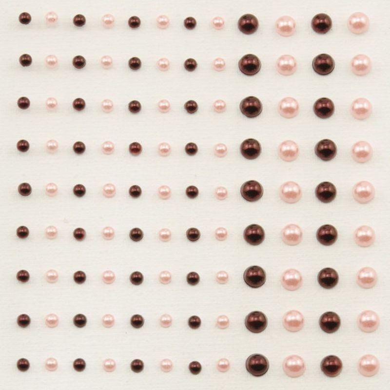 Mezze perline adesive 3-5 mm 108 pezzi rosso e rosa