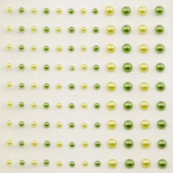 Mezze perline adesive 3-5 mm 108 pezzi verde e giallo
