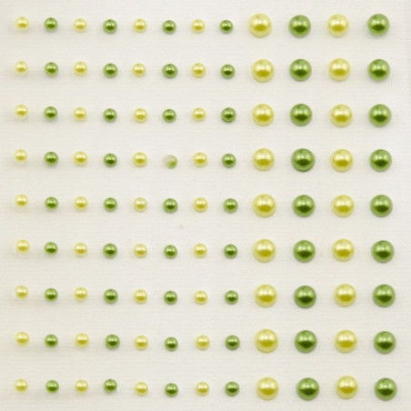 Mezze perline adesive 3-5 mm 108 pezzi verde e giallo